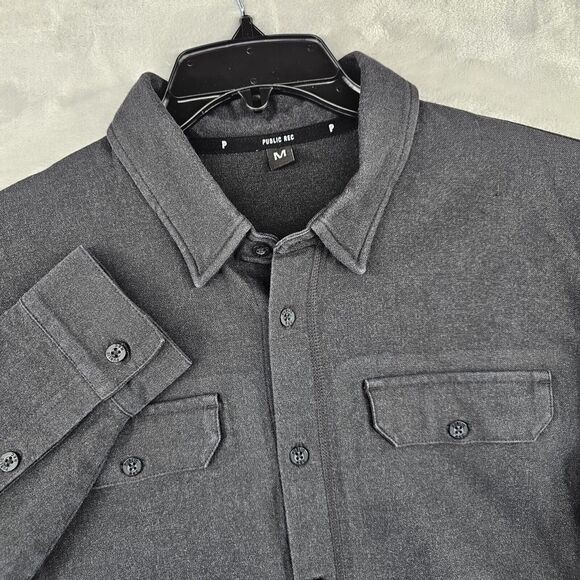 Public Rec Shirt Mens Medium Black Cotton Thermolite Spandex Long Sleeve Flannel - Picture 1 of 7